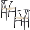 Anemone  Set of 2 Wishbone Dining Chair Beech Timber Replica Hans Wenger - Black Deals499