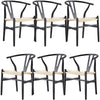 Anemone  Set of 6 Wishbone Dining Chair Beech Timber Replica Hans Wenger - Black Deals499