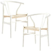 Anemone  Set of 2 Wishbone Dining Chair Beech Timber Replica Hans Wenger - White Deals499