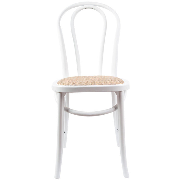 Azalea Arched Back Dining Chair 4 Set Solid Elm Timber Wood Rattan Seat - White Deals499