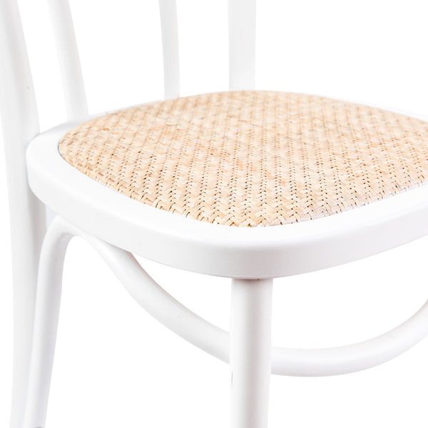 Azalea Arched Back Dining Chair 4 Set Solid Elm Timber Wood Rattan Seat - White Deals499