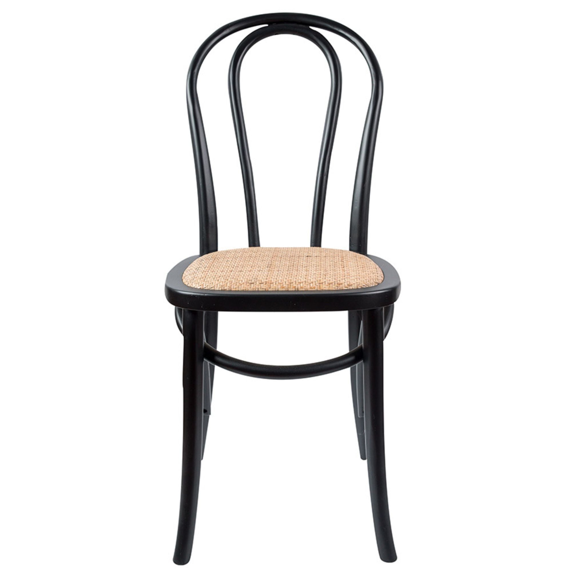 Azalea Arched Back Dining Chair 4 Set Solid Elm Timber Wood Rattan Seat - Black Deals499
