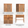 Jasmine Tall Storage Cabinet 90cm 2 Door 1 Drawer Mindi Wood Rattan - Brown Deals499