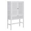 Jasmine Tall Storage Cabinet 90cm 2 Door 1 Drawer Mindi Wood Rattan - White Deals499