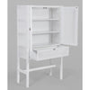Jasmine Tall Storage Cabinet 90cm 2 Door 1 Drawer Mindi Wood Rattan - White Deals499