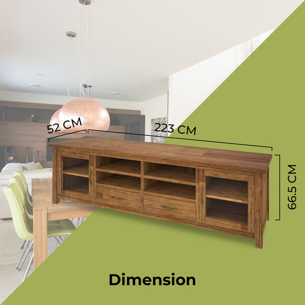 Birdsville ETU Entertainment TV Unit 223cm 2 Door 2 Drawer Mt Ash Wood - Brown Deals499