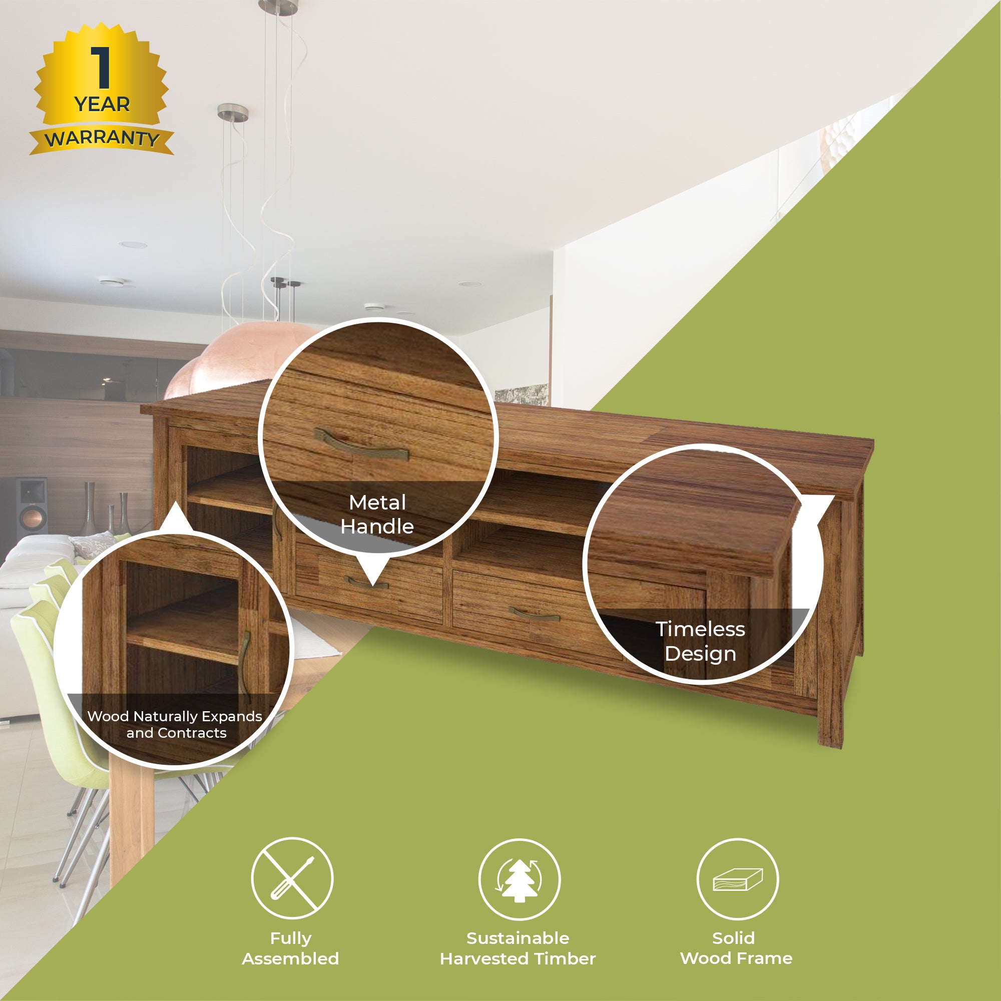 Birdsville ETU Entertainment TV Unit 223cm 2 Door 2 Drawer Mt Ash Wood - Brown Deals499