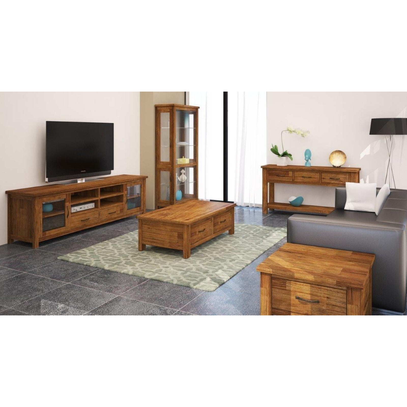 Birdsville ETU Entertainment TV Unit 223cm 2 Door 2 Drawer Mt Ash Wood - Brown Deals499
