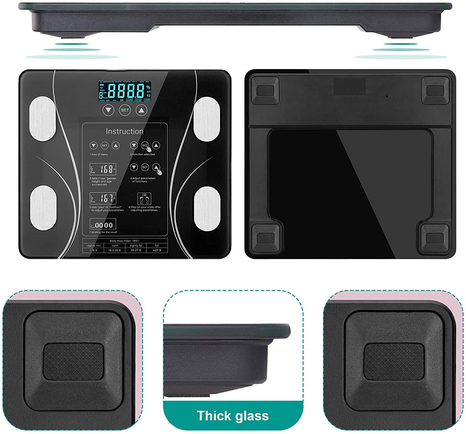 LCD Scales Body Weight Bathroom Bath room Body Fat Gym Fitness Scale BMI BMR Deals499
