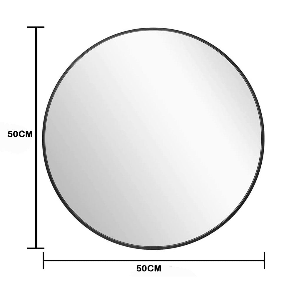 Slim Design 50CM Black Bathroom, Living Room, Hallway Mirror Round Mirror Wall Decor Metal Frame Deals499