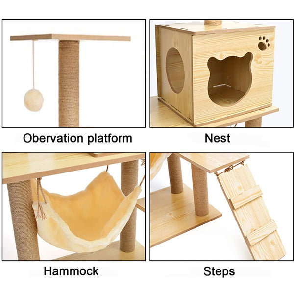 Modern Multi-Level Cats Tree Kittens Scratching Posts Sisal Rope Soft Nest Bed Cat Furniture Tree from Deals499 at Deals499