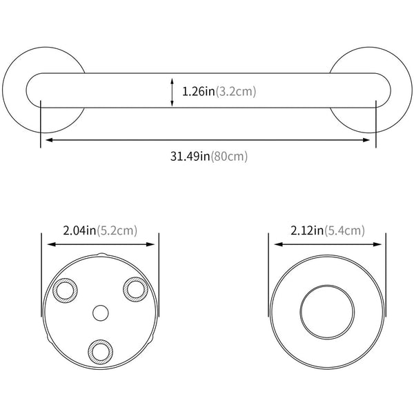 80cm Stainless Steel Handle for Shower Toilet Grab Bar Handle Bathroom Stairway Handrail Elderly Senior Assist Deals499