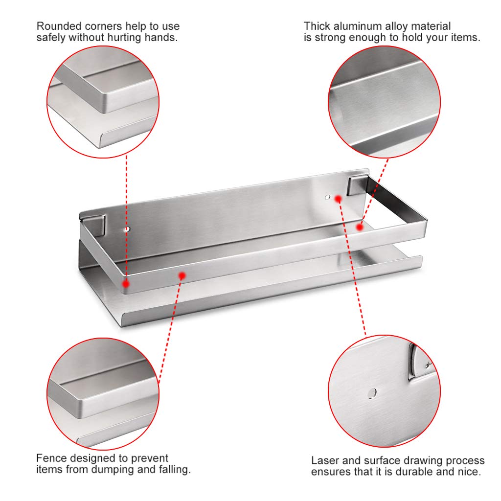 Brushed Bathroom Shower Shelf Kitchen Rack Storage Shelves Shampoo Holder Organizer Deals499