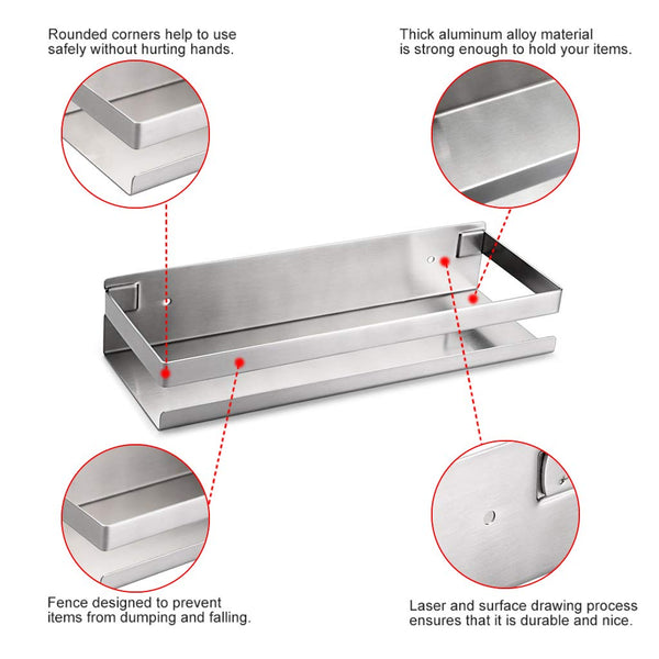 Brushed Bathroom Shower Shelf Kitchen Rack Storage Shelves Shampoo Holder Organizer Deals499