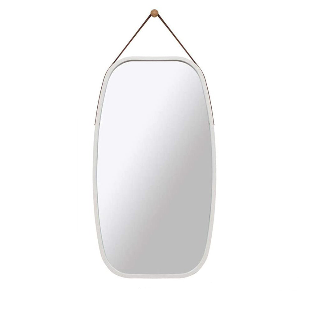 White Bathroom Wall Mount Hanging Bamboo Frame Mirror Adjustable Strap Wall Mirror Home Decor Deals499