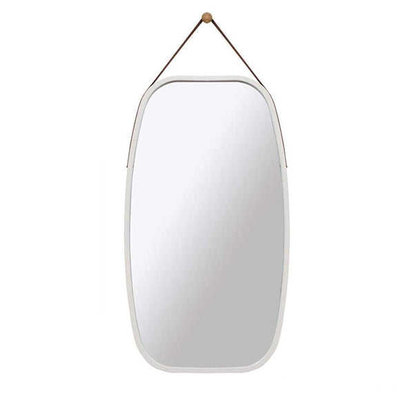 White Bathroom Wall Mount Hanging Bamboo Frame Mirror Adjustable Strap Wall Mirror Home Decor Deals499