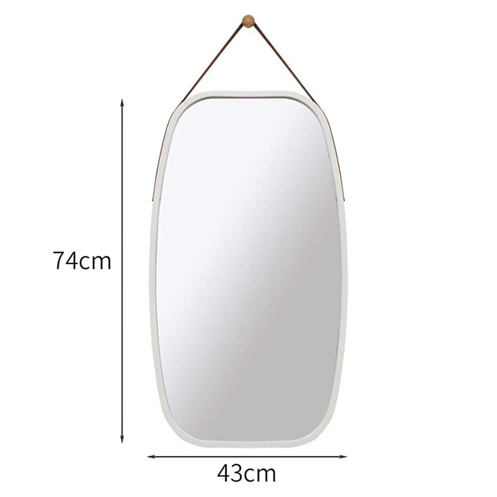 White Bathroom Wall Mount Hanging Bamboo Frame Mirror Adjustable Strap Wall Mirror Home Decor Deals499