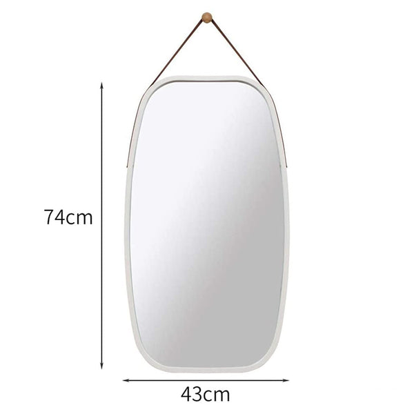 White Bathroom Wall Mount Hanging Bamboo Frame Mirror Adjustable Strap Wall Mirror Home Decor Deals499