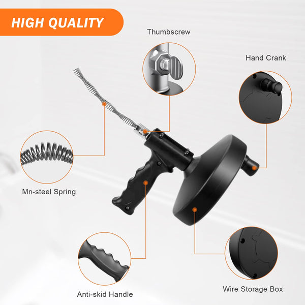 Toilet Drain Auger, 5m Kitchen and Bathroom Plumbing Clean Sinks Sewer Blockages Remover Deals499