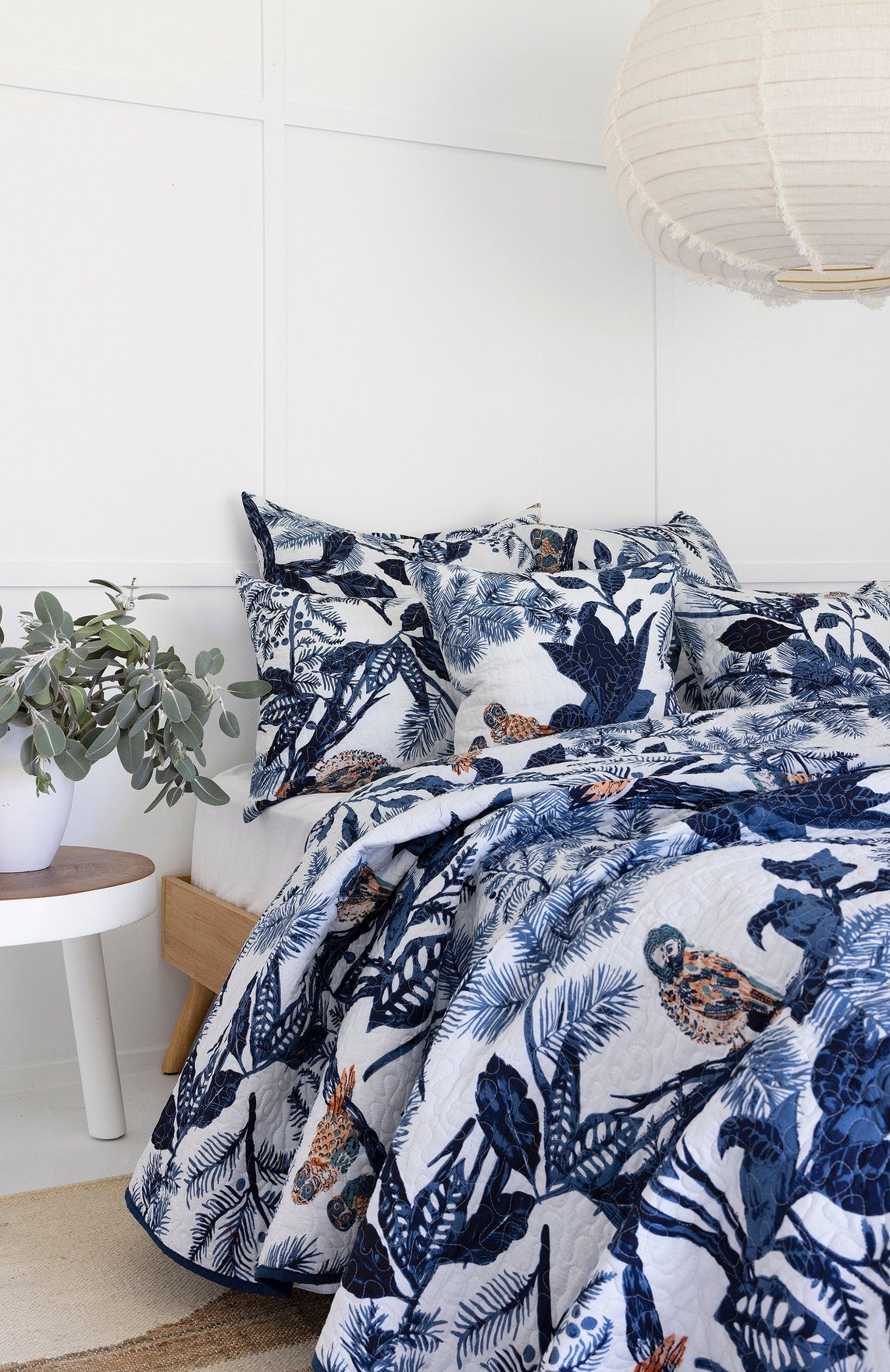 Floral Cotton Quilt Throw Bedspread Block Print Quilt Indian Quilt Comforter Duvet Cover Quilt Gift - Blue Owl from Deals499 at Deals499