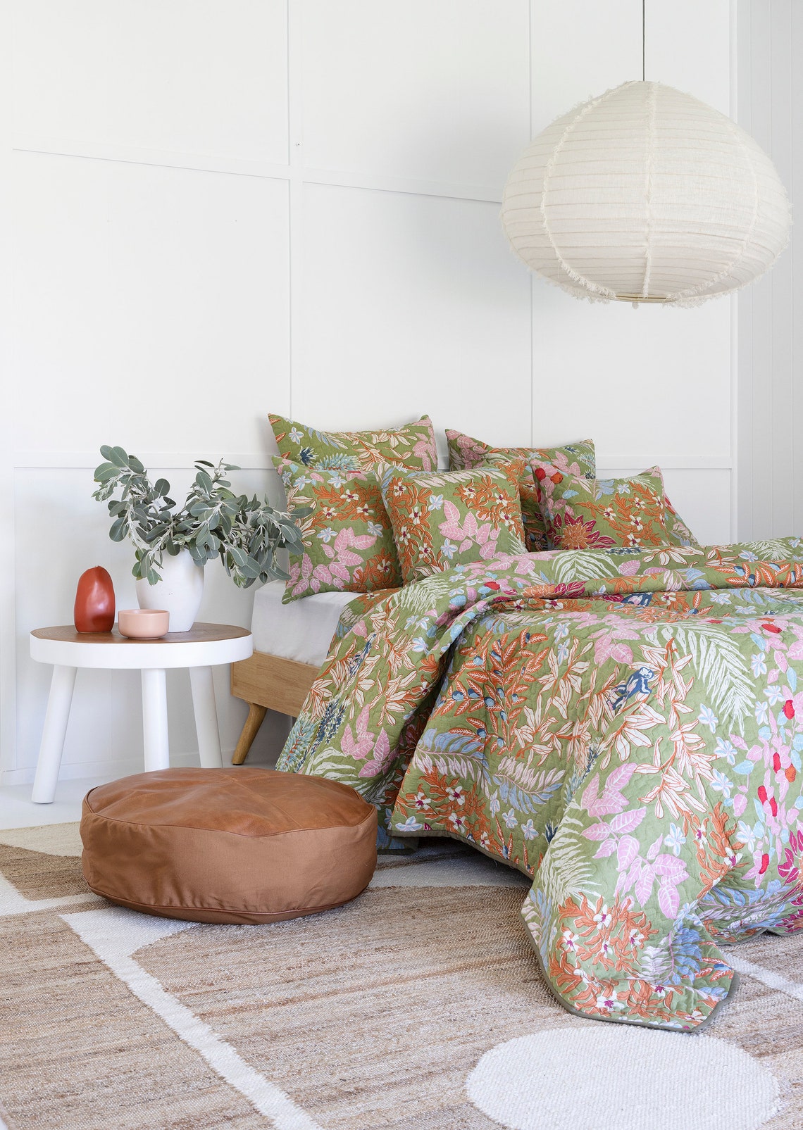 Floral Cotton Quilt Throw Bedspread Block Print Quilt Indian Quilt Comforter Duvet Cover Quilt Gift - Green Cherry Monkey from Deals499 at Deals499