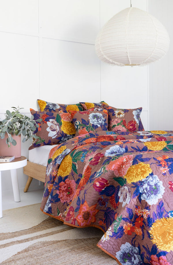 Floral Cotton Quilt Throw Bedspread Block Print Quilt Indian Quilt Comforter Duvet Cover Quilt Gift - Mustard Anthro from Deals499 at Deals499