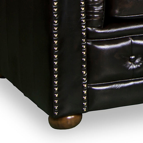 2 Seater Genuine Leather Upholstery Deep Quilting Pocket Spring Button Studding Sofa Lounge Set for Living Room Couch In Brown Colour Deals499