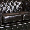 2 Seater Genuine Leather Upholstery Deep Quilting Pocket Spring Button Studding Sofa Lounge Set for Living Room Couch In Brown Colour Deals499