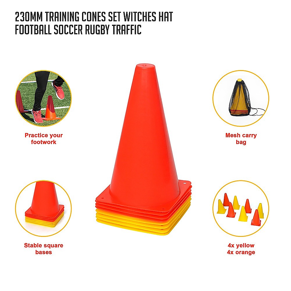 230mm Training Cones Set Witches Hat Football Soccer Rugby Traffic Deals499