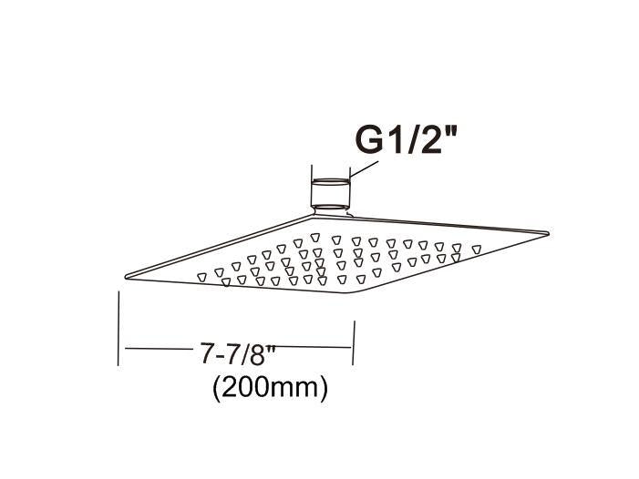 200mm Shower Head Square 304SS Electroplated Matte Black Finish Deals499