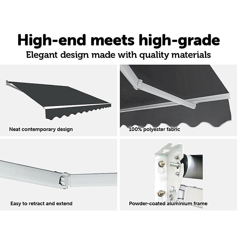 Outdoor Folding Arm Awning Retractable Sunshade Canopy Grey 4.0m x 3.0m Deals499
