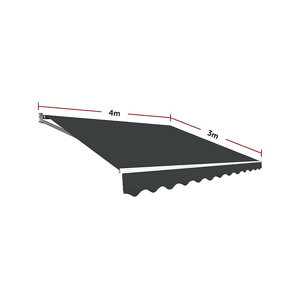 Outdoor Folding Arm Awning Retractable Sunshade Canopy Grey 4.0m x 3.0m Deals499