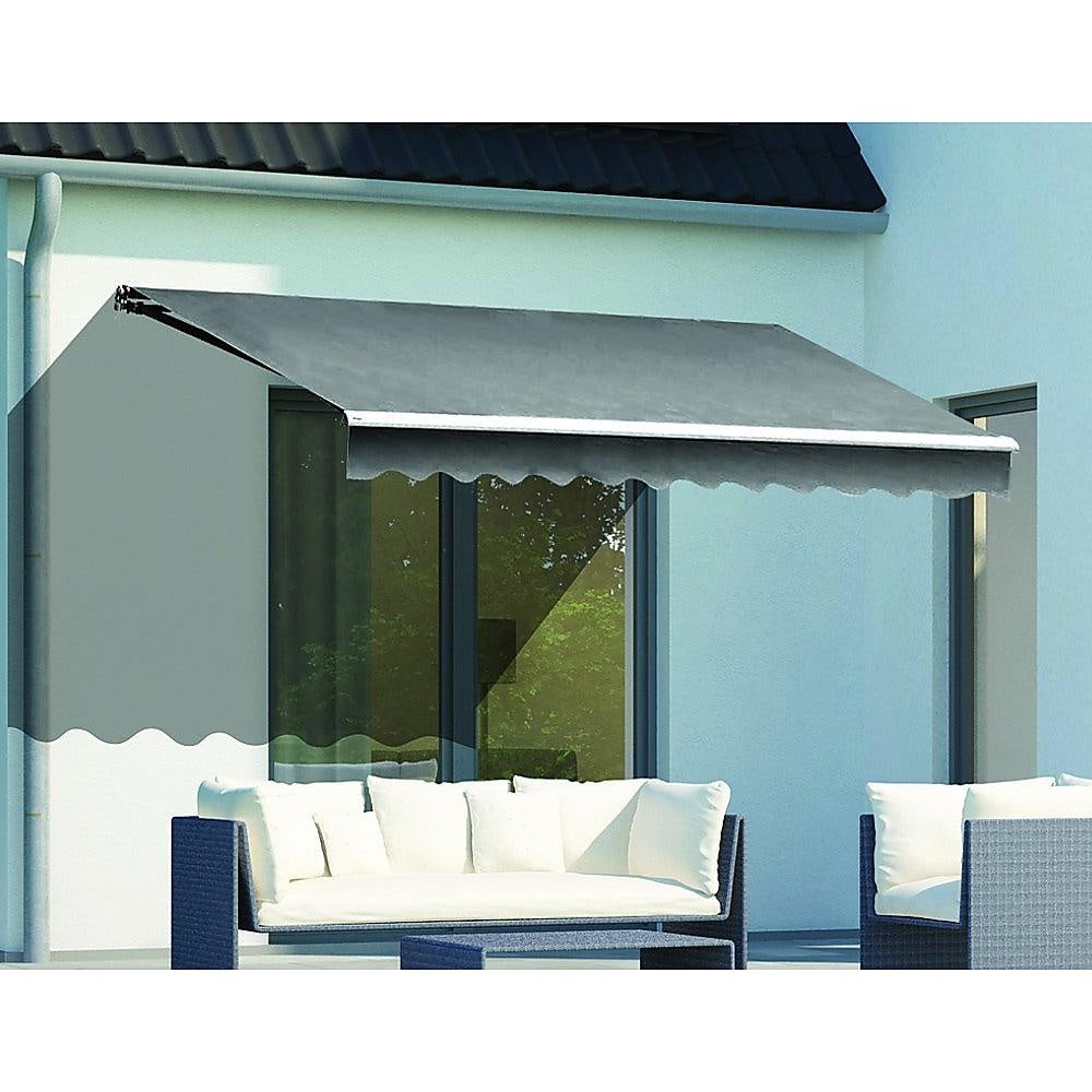 Outdoor Folding Arm Awning Retractable Sunshade Canopy Grey 4.0m x 3.0m Deals499