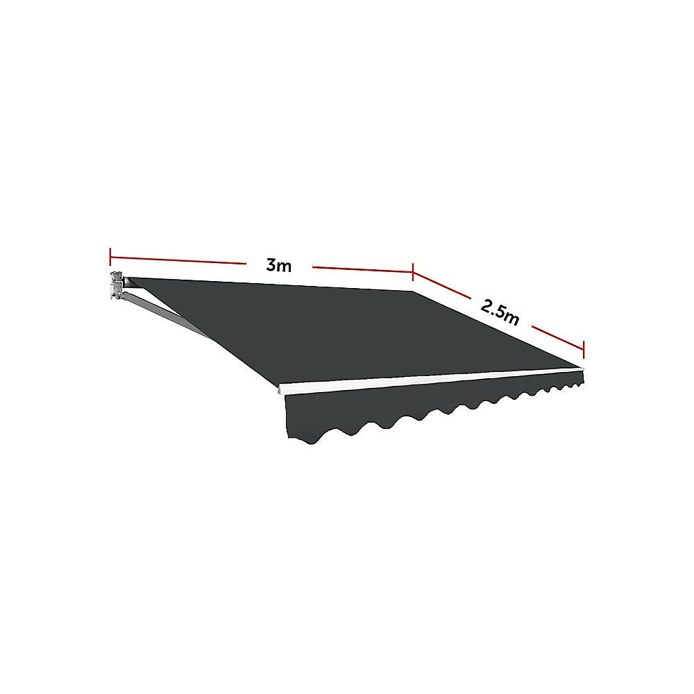 Motorised Outdoor Folding Arm Awning Retractable Sunshade Canopy Grey 3.0m x 2.5m Deals499