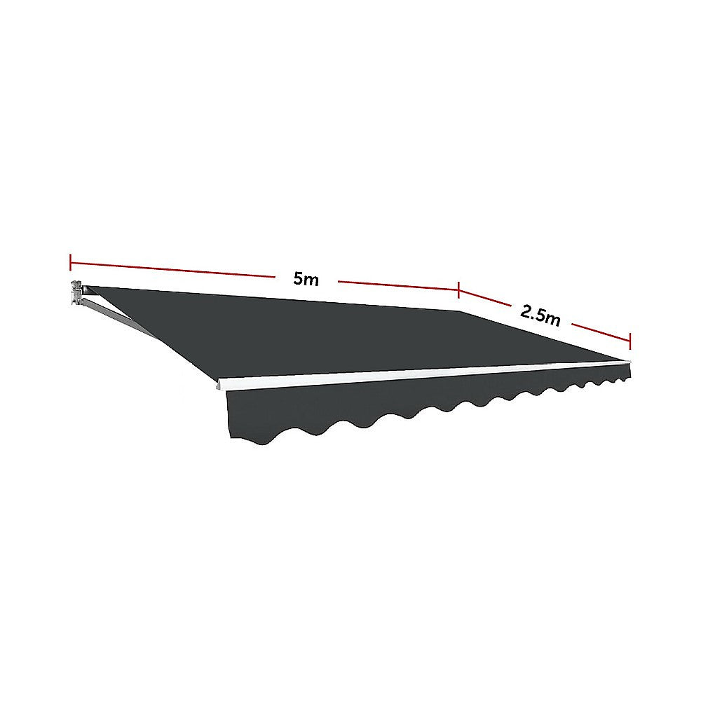 Motorised Outdoor Folding Arm Awning Retractable Sunshade Canopy Grey 5.0m x 2.5m Deals499