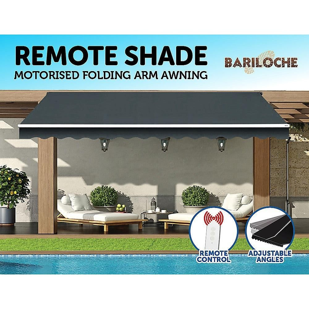 Motorised Outdoor Folding Arm Awning Retractable Sunshade Canopy Grey 5.0m x 2.5m Deals499