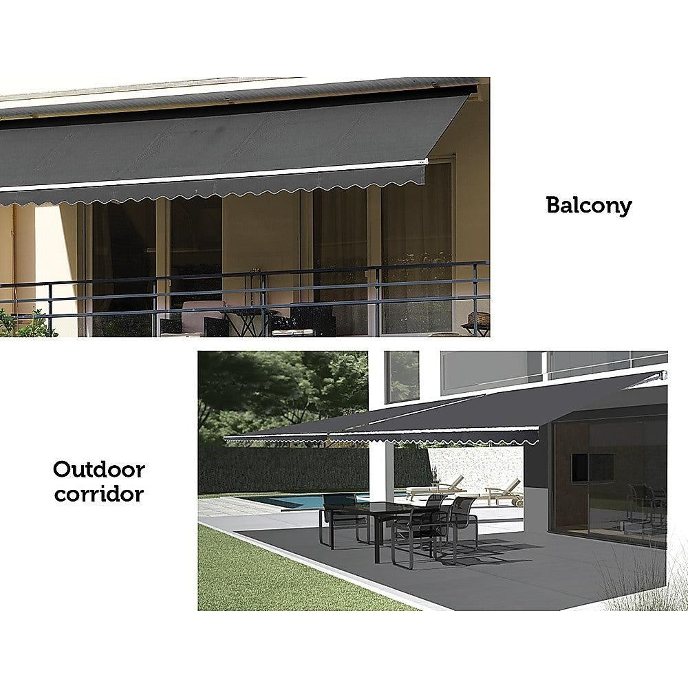 Motorised Outdoor Folding Arm Awning Retractable Sunshade Canopy Grey 5.0m x 2.5m Deals499