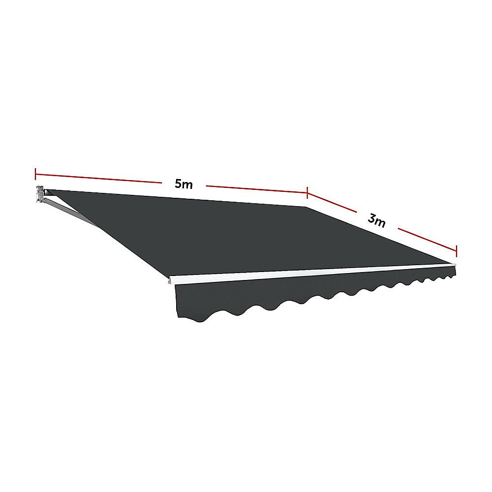 Motorised Outdoor Folding Arm Awning Retractable Sunshade Canopy Grey 5.0m x 3.0m Deals499