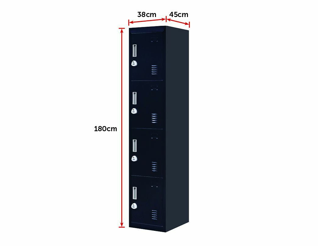 3-digit Combination Lock 4 Door Locker for Office Gym Black Deals499