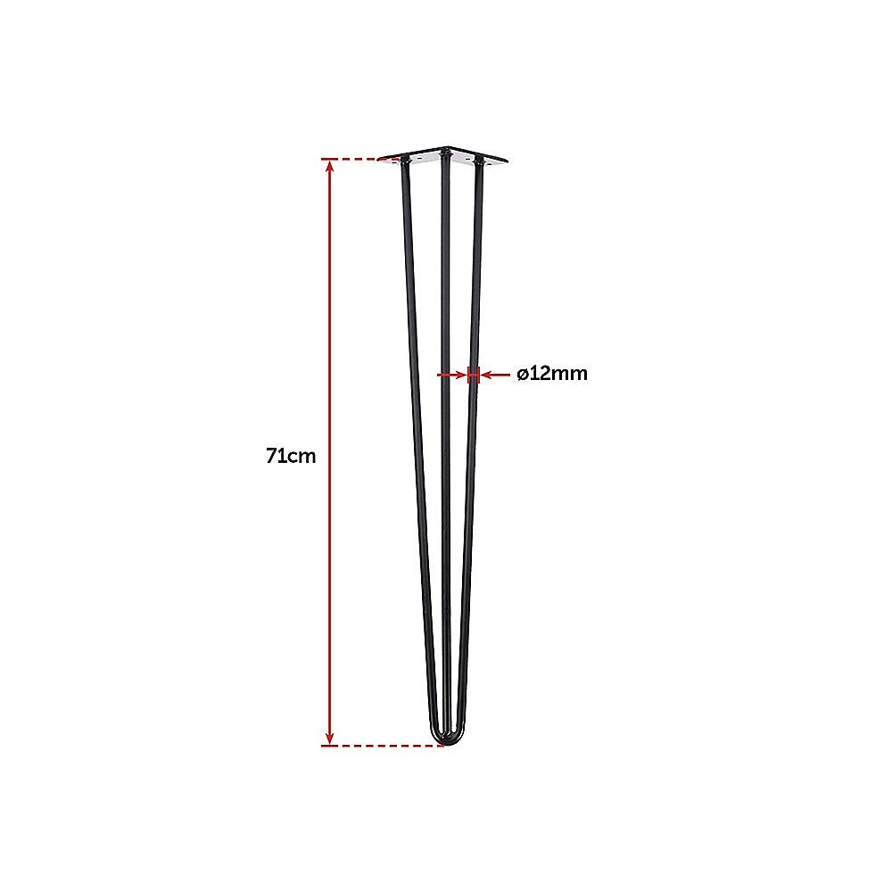 Set of 4 Industrial 3 - Rod Retro Hairpin Table Legs 12mm Steel Bench Desk - 71cm Black Deals499