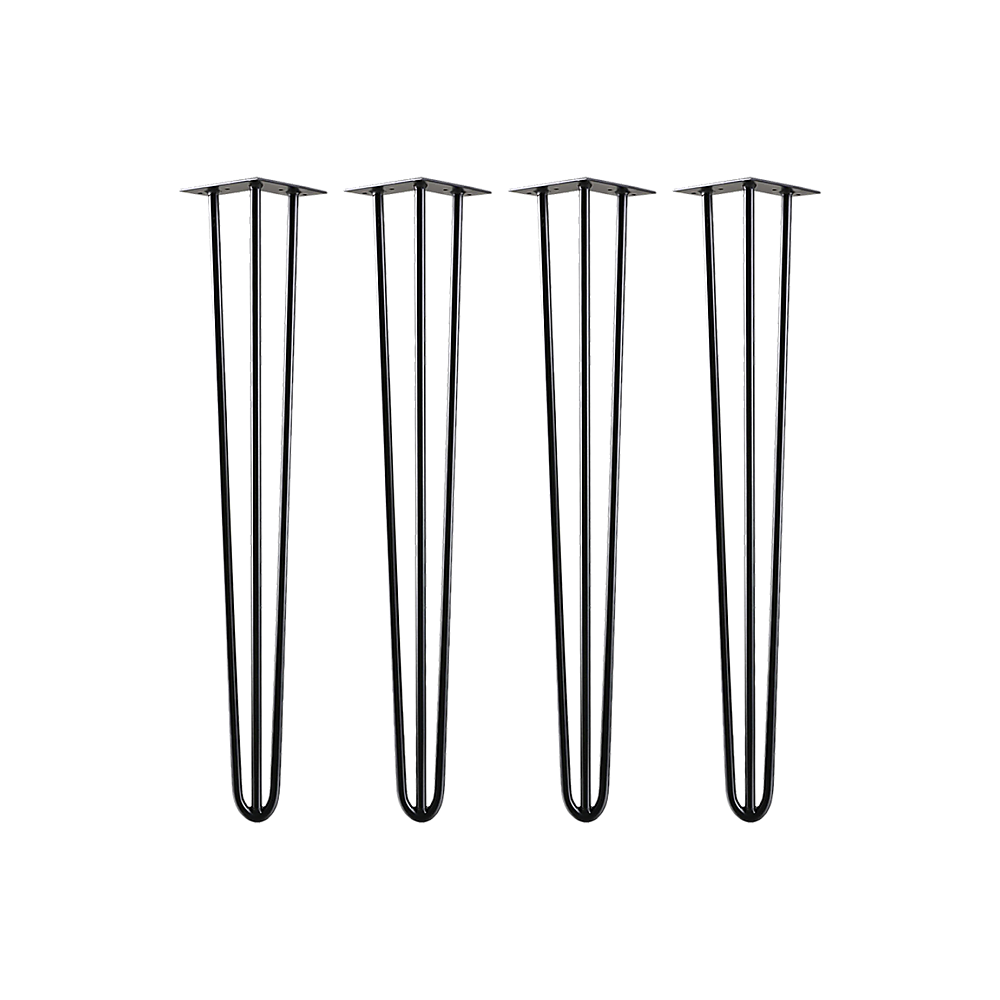 Set of 4 Industrial 3 - Rod Retro Hairpin Table Legs 12mm Steel Bench Desk - 71cm Black Deals499