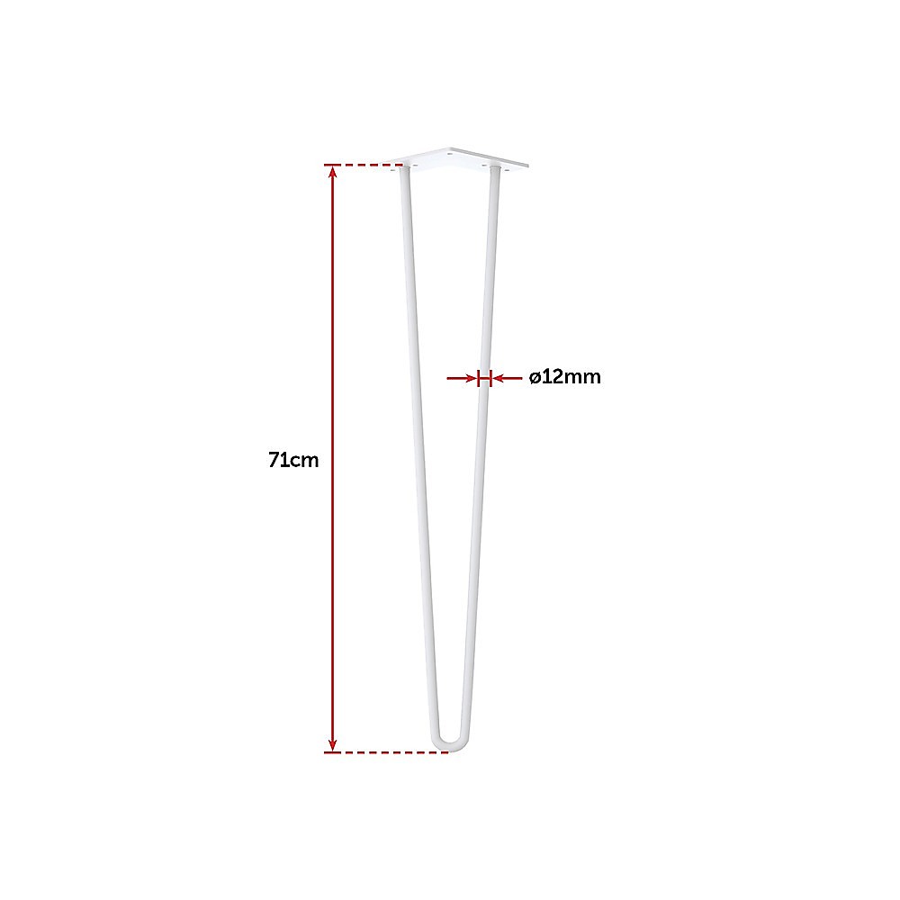 Set of 4 Industrial Retro Hairpin Table Legs 12mm Steel Bench Desk - 71cm White Deals499