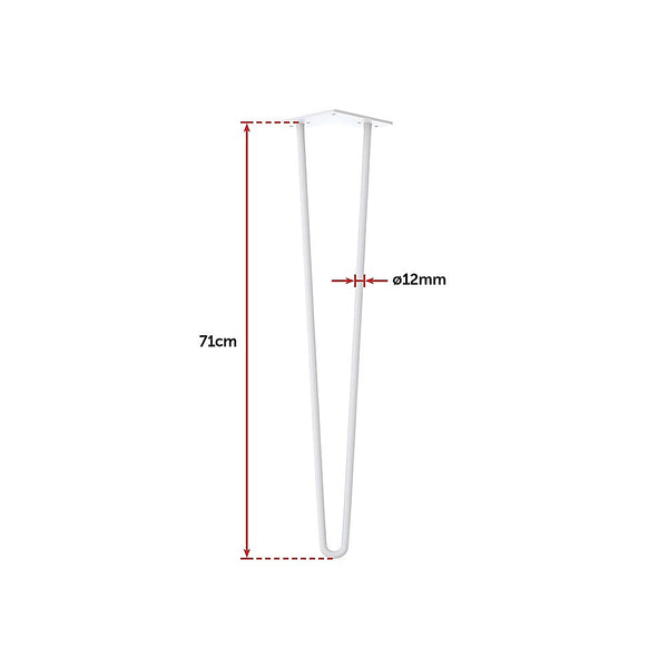 Set of 4 Industrial Retro Hairpin Table Legs 12mm Steel Bench Desk - 71cm White Deals499