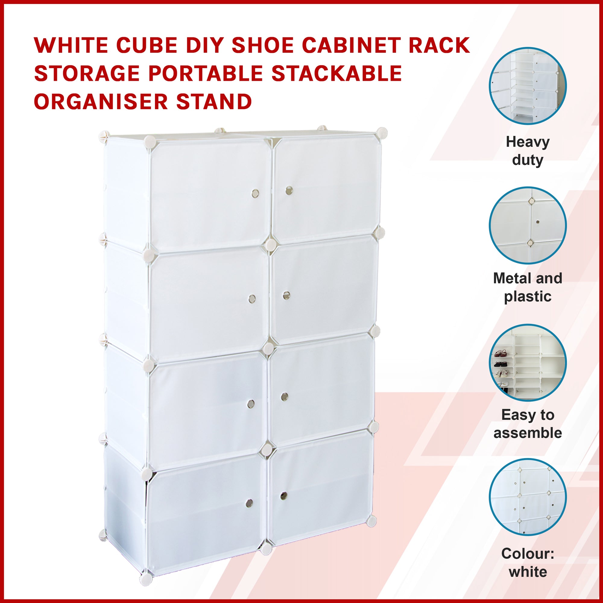 White Cube DIY Shoe Cabinet Rack Storage Portable Stackable Organiser Stand Deals499