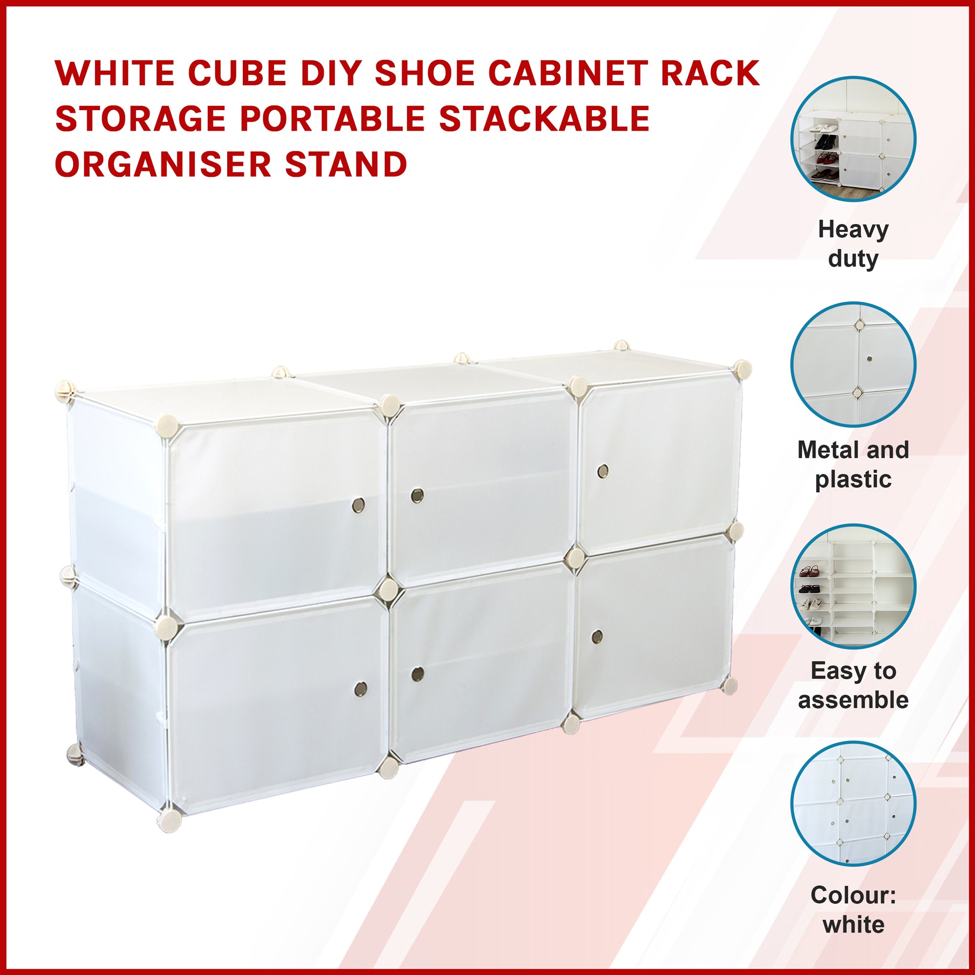 White Cube DIY Shoe Cabinet Rack Storage Portable Stackable Organiser Stand Deals499
