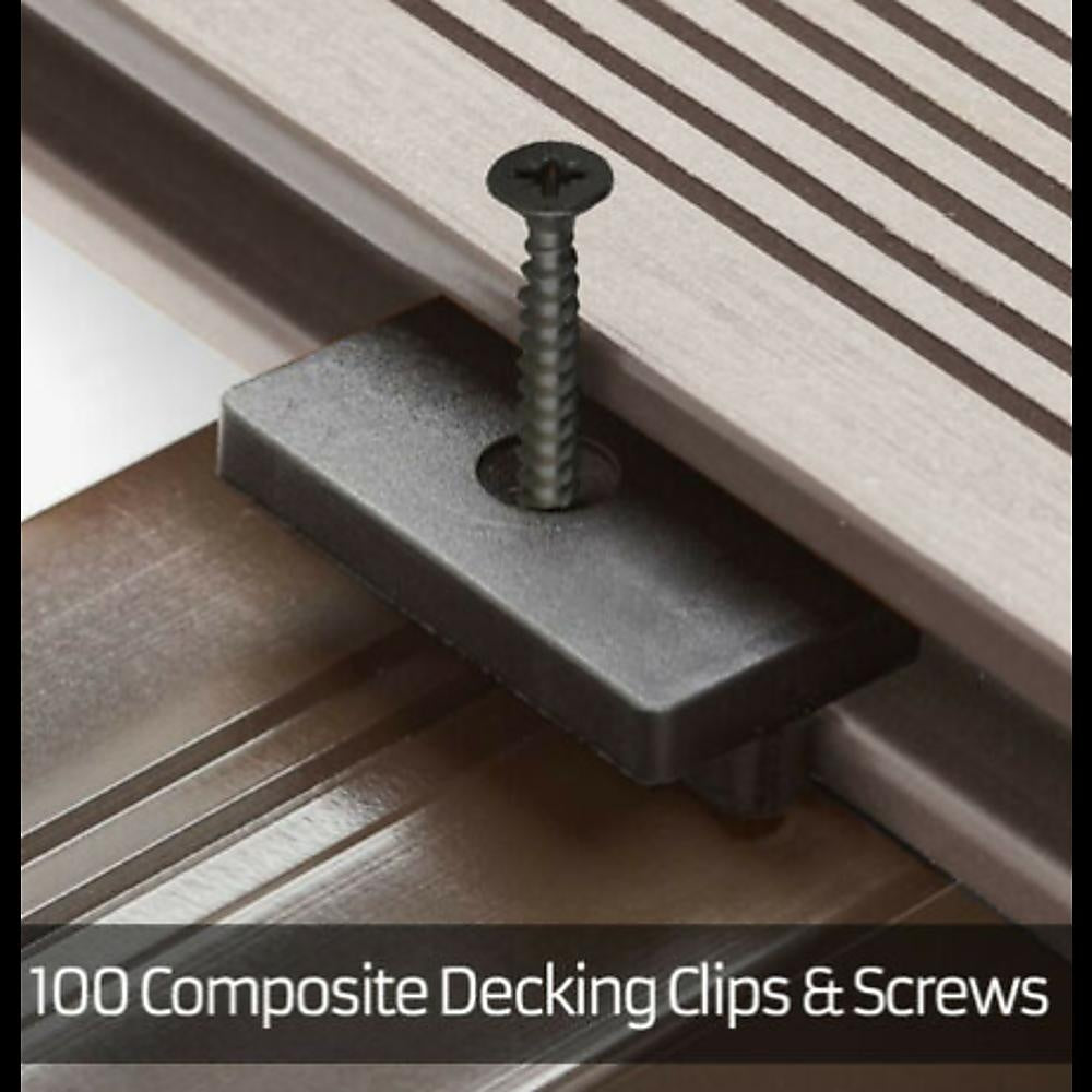 100 Composite Decking Hidden Fixing Fasteners Plastic T Clips & Black Screws Deals499