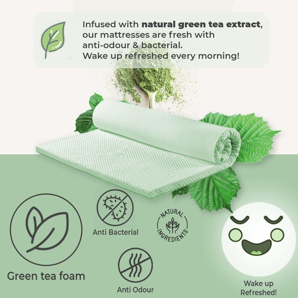 Green Tea Cool Gel Memory Foam Mattress 36cm 5 Zone King Single Deals499