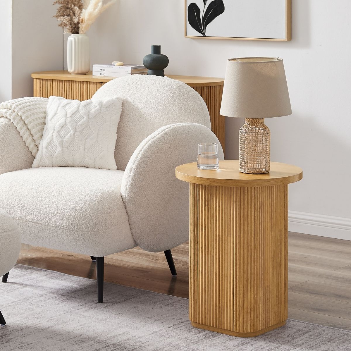 Kate Round Column Side Table in Natural Deals499