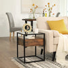 VASAGLE Side Table Tempered Glass End Table with Drawer and Shelf Rustic Brown and Black LET04BX Deals499