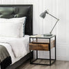 VASAGLE Side Table Tempered Glass End Table with Drawer and Shelf Rustic Brown and Black LET04BX Deals499